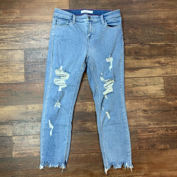 Cello Denim - Cello Distressed Raw hem mid rise Skinny Jeans